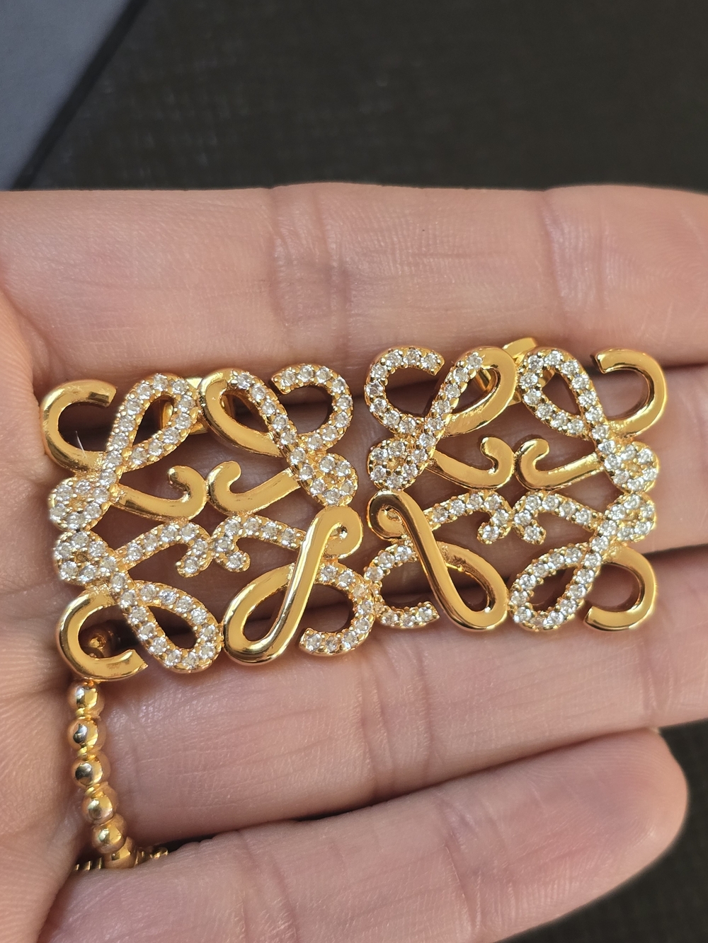 Loewe 18kgp Loewe Gold Crystal Filigree Earrings - Women Jewelry - Picture 9 of 10